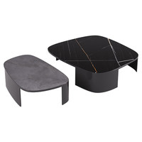 Table basse ovale en pierre frittée, style italien, luxe léger, moderne et minimaliste, mobilier de salon design