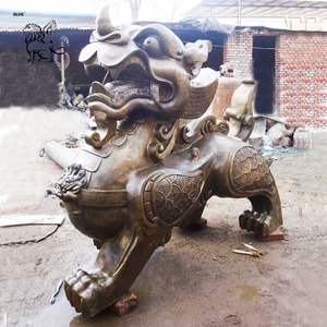 Chine <span class=keywords><strong>FengShui</strong></span> Animaux Sculpture Foo Chien Lion Bête kylin Pi Xiu Statue Bronze - Product Image 2