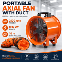 Ventilateur axial industriel portable à haut débit d'air avec conduit flexible de 10 m pour la ventilation des espaces confinés