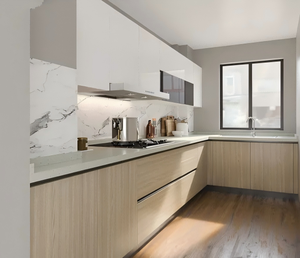 Fabricante de Gabinetes de Cocina Pre-Ensamblados Personalizados de Guangdong, Gabinetes de Cocina Modernos Estilo Shaker en Gris y Blanco - Product Image 5