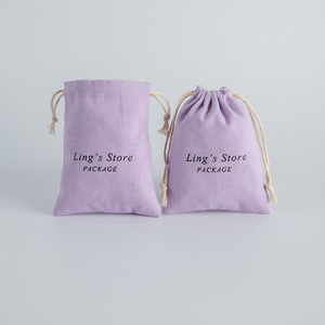 Elegant <b>Cheap</b> Natural Cotton Jewelry Pouch Custom Logo Printed Canvas <b>Gift</b> Drawstring <b>Bag</b> for Christmas - Product Image 2