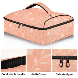 Hawaiian Pink Hibiscus Flower Food Warmer Delivery Custom Designer Insulated Thermal Bag Pizza Casserole <b>Pans</b> Carrier Cooler Bag - Product Image 2