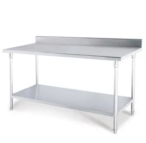 WOOMASTTER Customized Commercial Industrial Stainless Steel Kitchen Work Table With Under shelf & Splash Back