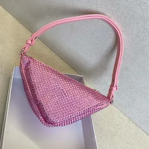 2022 china guangzhou supplier luxury brand fashion women triangle diamond one single shoulder handbag with box