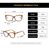 Lunettes optiques anti-lumière bleue pour femmes, monture complète œil de chat en TR90, écologiques, avec logo personnalisé Sunray, faible MOQ