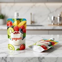 Sachets à bec verseur YSH en plastique brillant avec film de plastification, pour emballage de snacks, fruits et yaourts, pour supermarchés