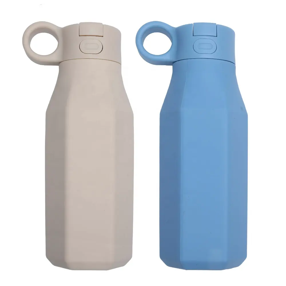 Tùy chỉnh xách tay trường silicon trẻ em chai nước BPA free Silicone dễ thương rò rỉ bằng chứng với rơm cho trẻ em trường