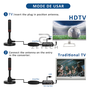 <span class=keywords><strong>Antenne</strong></span> <span class=keywords><strong>TV</strong></span> numérique Tuner de signal amélioré <span class=keywords><strong>Antenne</strong></span> HDTV intérieure portable avec câble de 5 mètres - Product Image 4