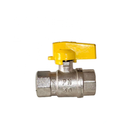 Haute qualité Pn30 Double filetage femelle jaune poignée papillon en laiton gaz eau huile robinet à tournant sphérique