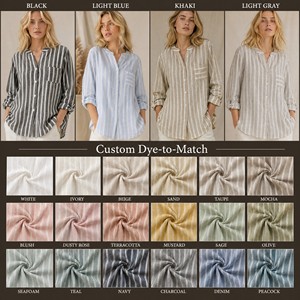 Camicie a Righe con Scollo a V per Donna, Top Casual Larghi, Bluse <span class=keywords><strong>Taglie</strong></span> <span class=keywords><strong>Forti</strong></span> - Product Image 4
