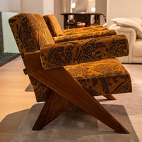 Fauteuil vintage en bois massif de style mid-century, fauteuil d'appoint à imprimé animal, meubles de salon, fabrication sur mesure, vente en gros directe d'usine