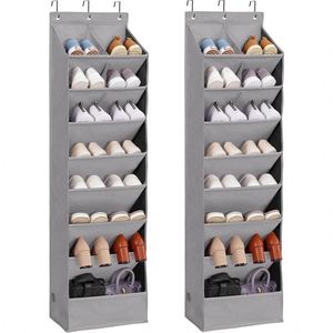 Organisateur de chaussures pliable léger pour porte, avec grandes poches profondes, range-chaussures étroit à suspendre à la porte, pour bottes - Product Image 1