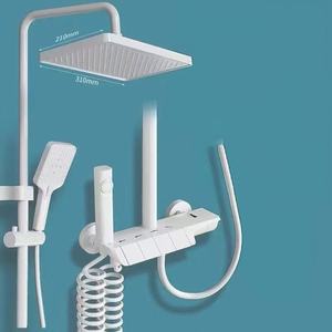 Set pancuran air kamar mandi, panas dingin terpasang di dinding sistem mewah hujan hujan Set pencampur Pancuran Piano luar ruangan sistem Set keran mandi - Product Image 5