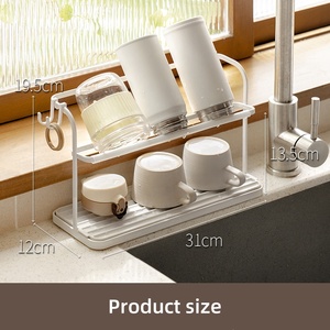 رف تجفيف الأكواب ومجموعة تجفيف أطباق كبيرة من الفولاذ المقاوم للصدأ لرف تجفيف الأطباق مع حامل الأكواب - Product Image 6