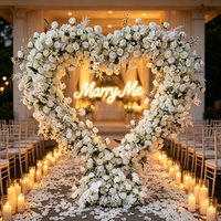Arco de Corazón Blanco y Rojo de Diseño de Lujo JHF05 para Decoración de Bodas, Arco de Fondo para Propuesta de Matrimonio al Aire Libre con Soporte