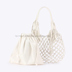 New Trendy Women's Open PU Tassel Shoulder Woven <b>Bag</b> Handmade <b>Net</b> Beach Holiday Spring Tanjing - Product Image 6