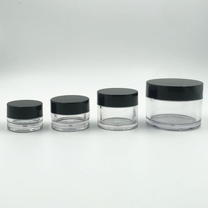 Round cosmetics storage container 150 180 200 250 300 350 400 500ml 8oz empty clear plastic jar with black lid