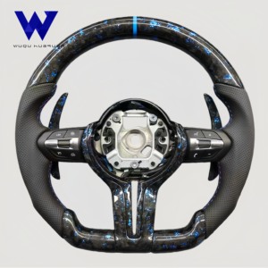 Volante in Fibra di Carbonio con Motivo Forgiato Blu Adatto per <span class=keywords><strong>BMW</strong></span> F10 F30 F11 E90 E70 <span class=keywords><strong>E87</strong></span> E92 <span class=keywords><strong>F20</strong></span> F21 F31 F32 F07 F12 M3 M6 - Product Image 1