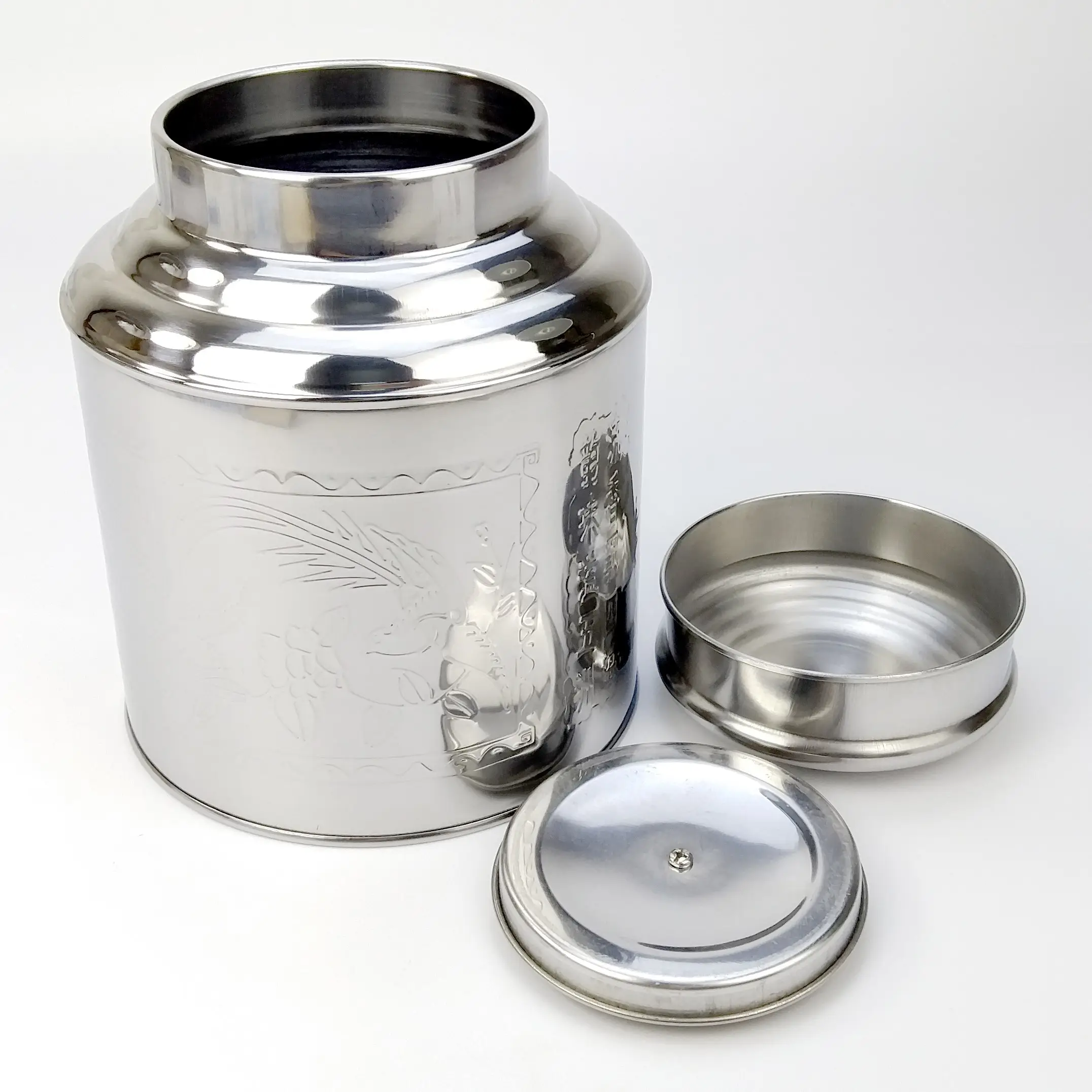 Boîte à thé en métal d'emballage de thé hermétique de grande capacité de 1500g en gros pour le thé en vrac en forme de cylindre