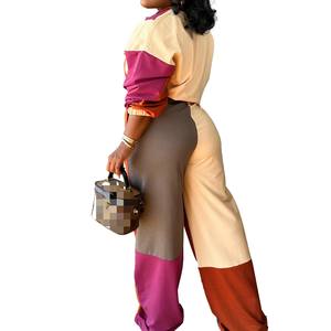 Pakaian Aktif & Kasual Wanita Set 2 Potong Atasan Kerah Tegak & Celana dengan Kontras Warna dan Desain Mempertegas Pinggang - Product Image 6