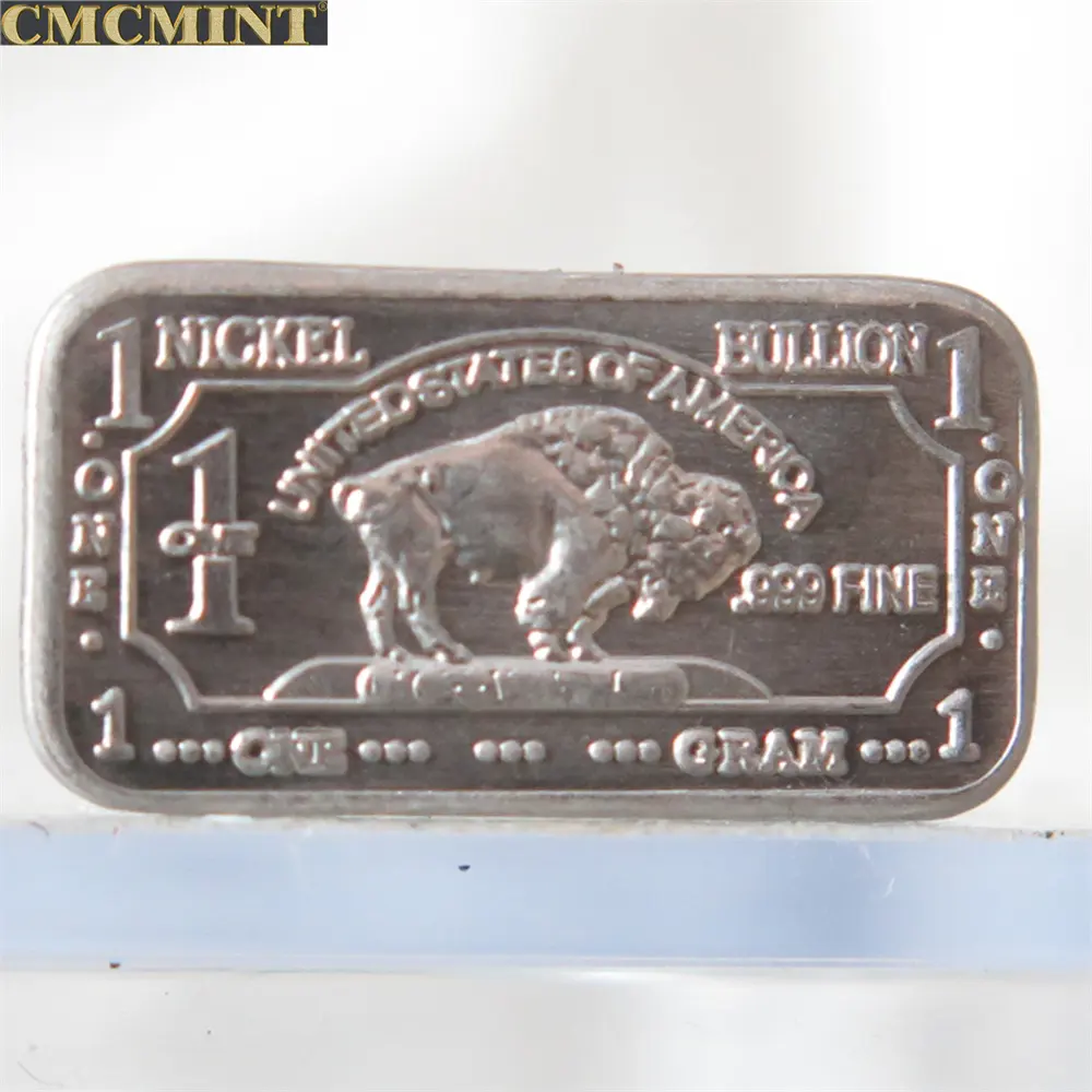 Moeda comemorativa de metal em níquel, moeda fina de 1 grama 999