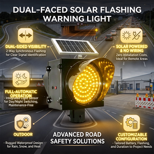 Feux solaires à double face à grande visibilité, clignotants jaunes, à détection jour/nuit, protection IP65, pour avertissement de passage scolaire et de piétons - Product Image 4