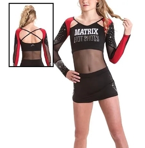 Ensembles de costumes de pom-pom girl jeunesse à manches longues pour femmes personnalisés Service OEM Spandex/Polyester Impression numérique 220g - Product Image 2