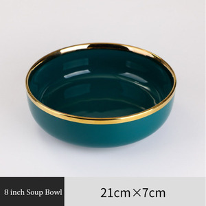 Wholesale Scandinavian Deluxe Luxury Green Porcelain Dinnerware <b>Set</b> Disposable <b>Serving</b> Bowls and Plates for Parties - Product Image 5