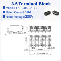 Connecteur rapide sans vis à ressort pour bornier PCB, broche coudée 3,50 mm, à refusion, 10A 300V, connecteur de câblage électrique KF2035R