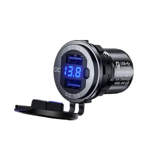 Wasserdichte IP66 Steckdose Aluminiumlegierung Schnellladung 3.0 USB Automobil-Steckdose mit LED-Voltmeter