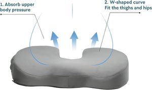 Cojín de Asiento Cuadrado de Espuma Viscoelástica Refrigerante para Silla de Oficina - Extraíble y Lavable - Product Image 2