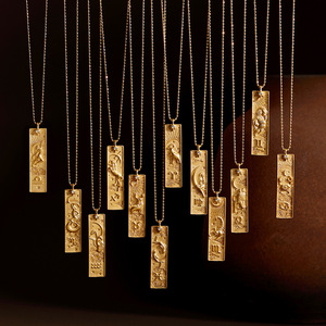 Carré 12 Constellation Diamant Collier Casual Everything Chaîne collier plaqué or 18k constellation pendentif collier - Product Image 5