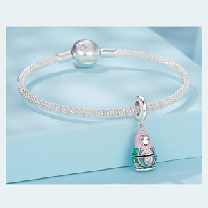 Abalorio de muñeca Matryoshka de Plata de Ley 925 para pulsera y collar, colgante de joyería DIY, regalo de muñeca anidada rusa - Product Image 5