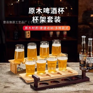 Juego de Bandejas de Madera para Cerveza con 6 Vasos, Bandejas de Servicio para Bar o Pub - Product Image 4