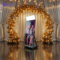 Miroir Magique Photobooth de Mariage avec Valise de Transport, Machine à Selfie avec Appareil Photo et Imprimante pour Fêtes