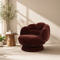 Fauteuil pivotant moderne en forme de fleur, fauteuil de luxe à dossier festonné pour salon, chambre et mobilier de maison moderne