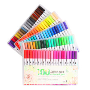 Vendita calda doppia punta acquerello penna Set 100 colori per adulti libri da colorare Manga calligrafia lettere a mano-pennarelli arte - Product Image 1