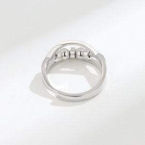 Bague ajustable multicouche en cuivre plaqué or blanc, motif croisé, avec perles rotatives anti-anxiété, bijoux en gros - Product Image 4