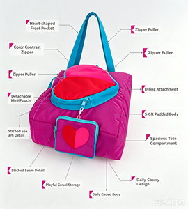 Bolsos de Mano Acolchados de Nailon con Cierre de Cremallera para Mujer, Bolsos de Lona Acolchados de Color Sólido, Gran Capacidad, Estilo Y2K, Personalizados - Product Image 1