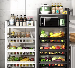 Nhiều lớp lưu trữ nhà bếp giá sàn đứng Pull-out ngăn kéo kim loại rau giỏ cho trái cây lò vi sóng loại đồ ăn - Product Image 3