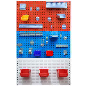 Estante de exhibición multifuncional promocional personalizado, estante de exhibición, accesorios de banco de trabajo portátil de acero y <span class=keywords><strong>Metal</strong></span>, tablero de clavijas con orificio cuadrado - Product Image 4