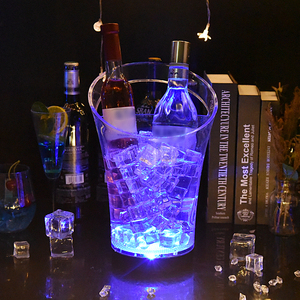 Seau à glace LED RGB multicolore à piles pour fêtes, bars et discothèques, refroidisseur de champagne et de bière en plastique - Product Image 5