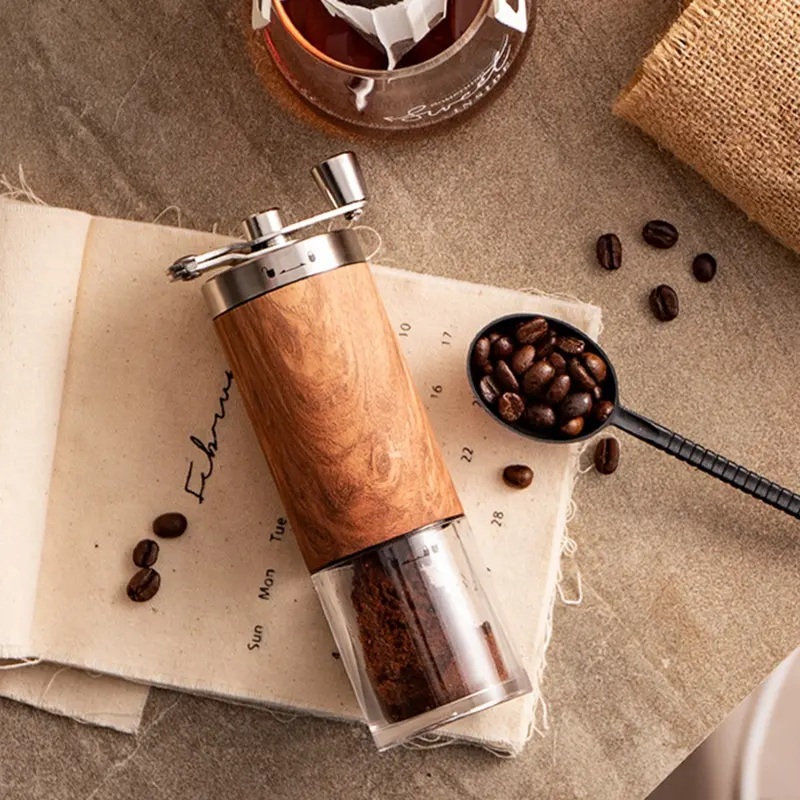 Macinacaffè a grana di legno portatile in acciaio inossidabile manovella manuale manuale macinacaffè macinacaffè macinacaffè