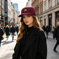 Gorra Vintage Ajustable con Visera Curva, Gorra Deportiva para Exteriores con Parche de Goma, Gorra de 5 Paneles de Tela Común, Gorras de Campamento