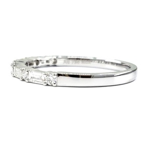 Prix usine précieux mariage 18K or blanc 100% diamant naturel bijoux fins Baguette mince bande anneaux pour petite amie cadeau - Product Image 2
