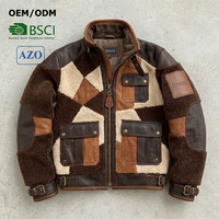 Veste pull zippée intégrale en polaire moelleuse vintage pour homme, style patchwork, fabrication OEM/ODM sur mesure, poids lourd