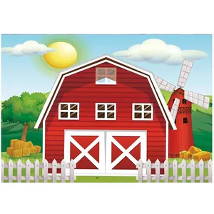 Fondo de dibujos animados de animales de granja para fiesta, telón de fondo de cumpleaños para niños, decoraciones de fotografía, Banner de fotografía, 7x5 pies