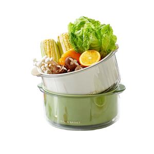 2 in 1キッチン2ピースドレインコリアンダー多機能排水バスケット果物を保存野菜プラスチック排水バスケット洗濯用 - Product Image 2