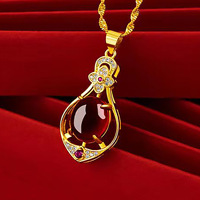 Pendentif en cuivre plaqué or antique avec jade pour femme, bijou porte-bonheur, collier pendentif goutte d'eau de haute qualité