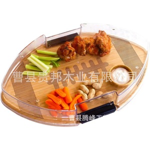Bandeja de madera Guibang para servir, tabla de queso de bambú, bandeja multifuncional para delicateses para el día del partido - Product Image 3